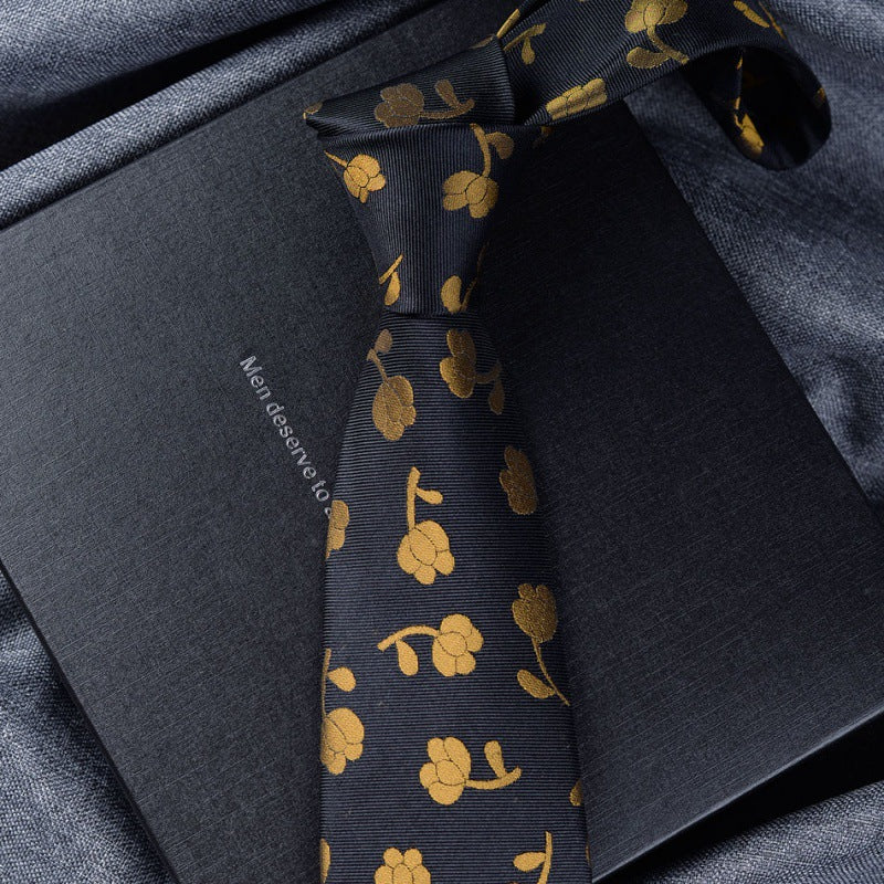 Necktie business tie silk hand tie men's fashion retro business casual professional dress 8CM boxed