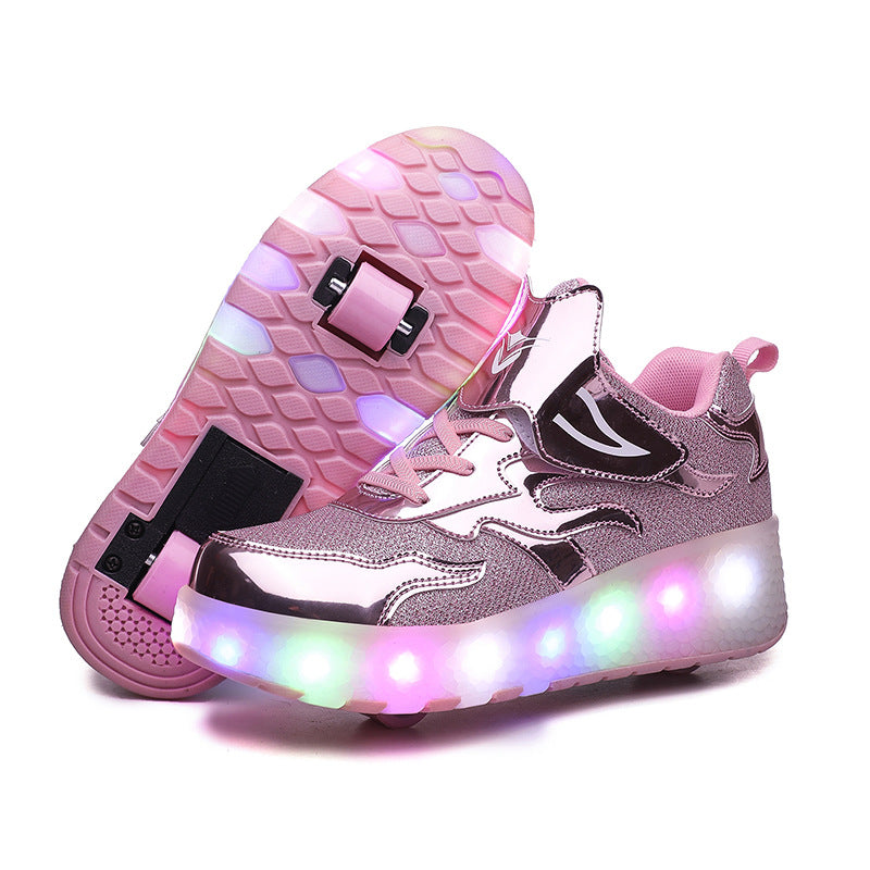 Cross-border special for Heelys shoes LED hair smooth roller shoes boys and girls student sports single and double wheels Amazon