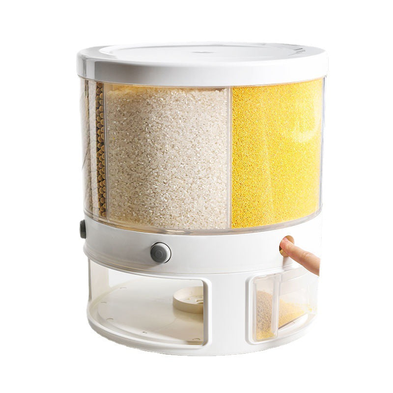 Five grains separated storage box kitchen rotatable rice bucket household 20 catties sealed rice tank rice storage box rice