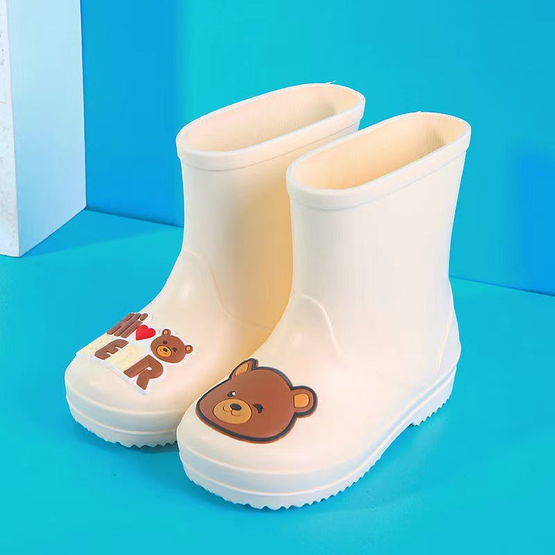 Children's rain boots kindergarten baby new style girls non-slip waterproof rain boots drawstring boy water shoes cartoon high