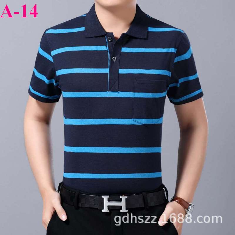 Real pocket summer men's short-sleeved T-shirt wholesale lapel loose middle-aged t-shirt casual trend dad outfit