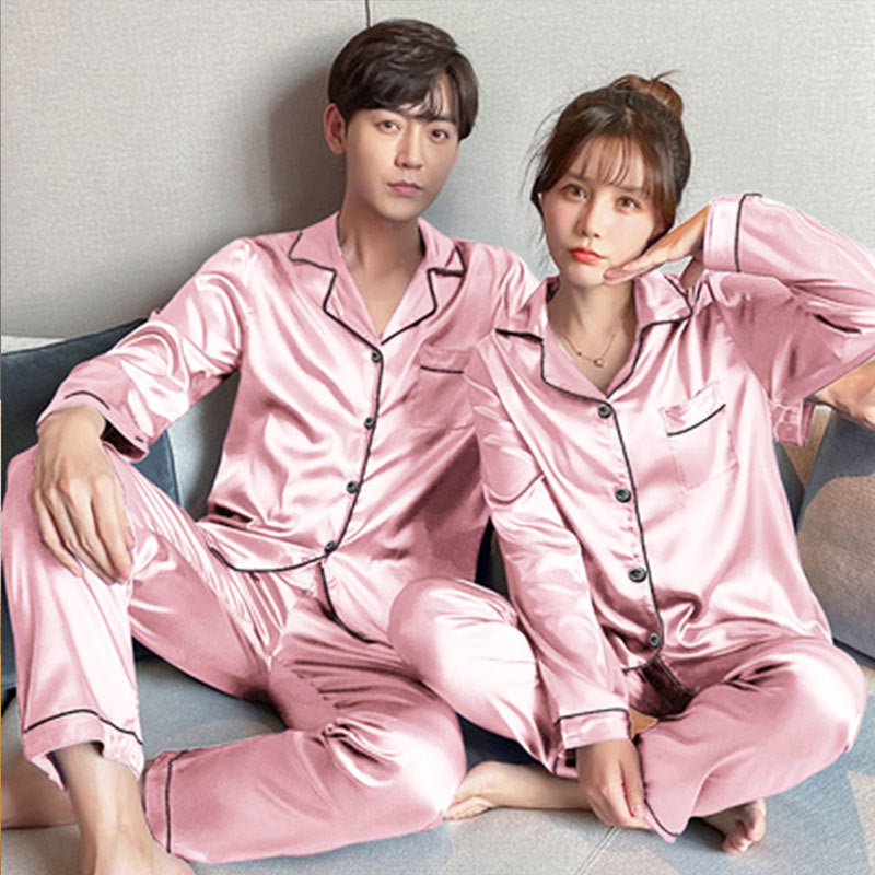 Couple series ice silk various solid color pajamas summer cool short-sleeved silk shorts simple style home clothes suit