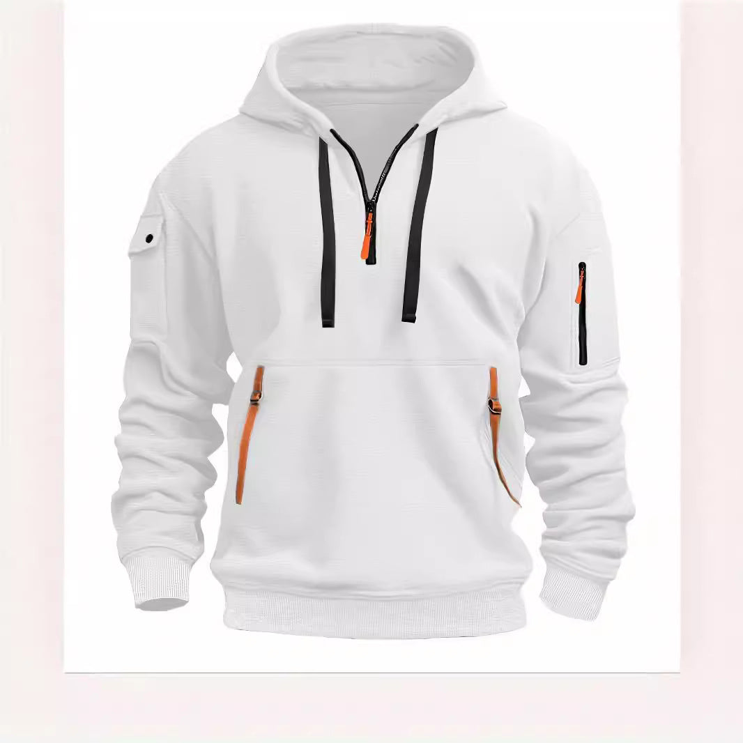 2024 new cross-border autumn and winter men's sweatshirt hooded zipper multi-pocket pullover men's sports casual jacket