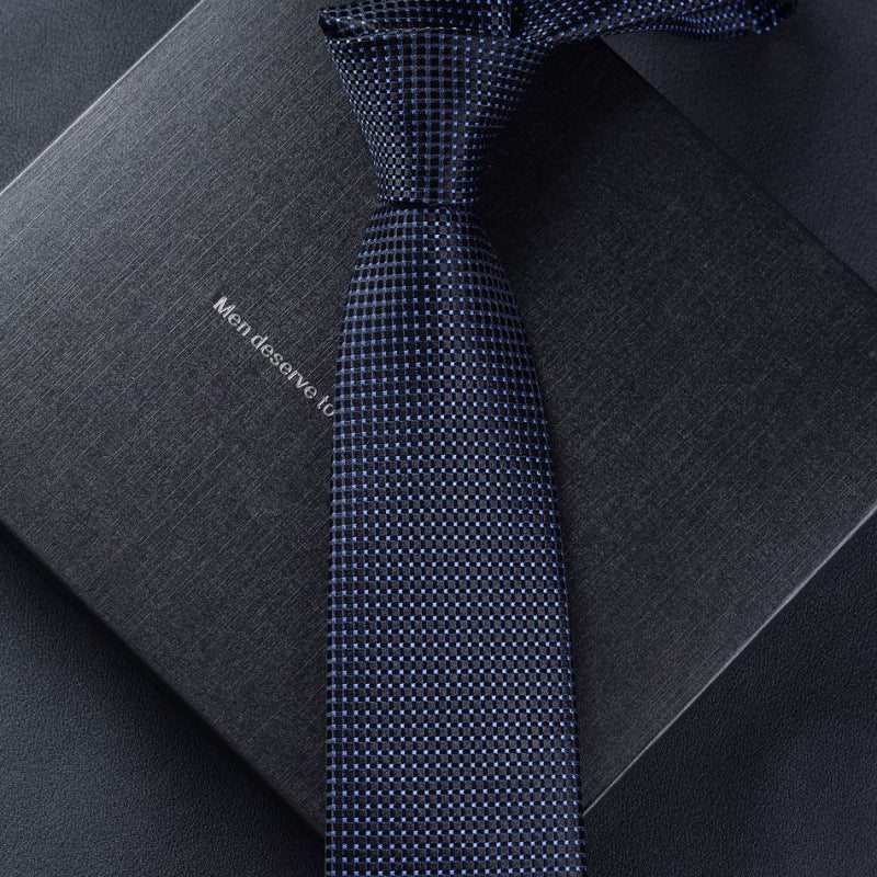 Necktie business tie silk hand tie men's fashion retro business casual professional dress 8CM boxed