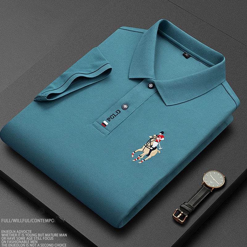 2023 hot style POLO shirt men's business short-sleeved T-shirt new men's lapel loose large size half-sleeved factory direct sales