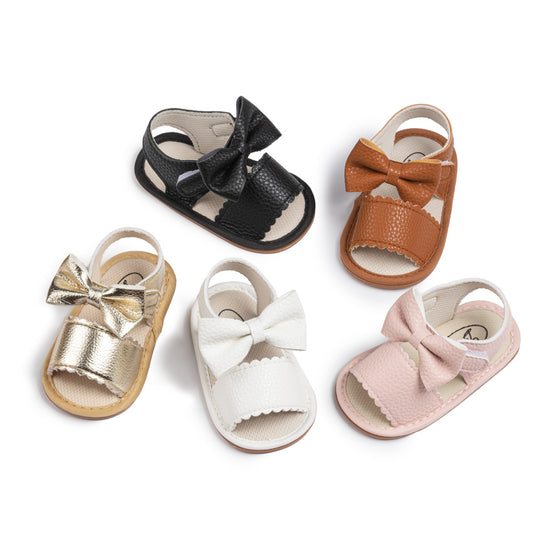 New summer sandals for girls with bowknot PU non-slip soft sole toddler shoes babyshoes