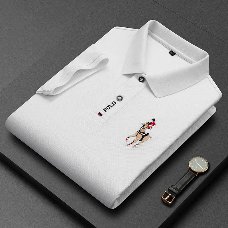 2023 hot style POLO shirt men's business short-sleeved T-shirt new men's lapel loose large size half-sleeved factory direct sales