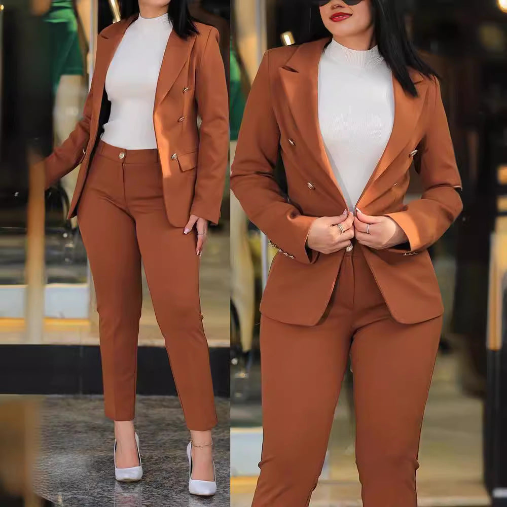 2023 Amazon Independent Station New Fashion Casual Professional Wear Women's Suit Set