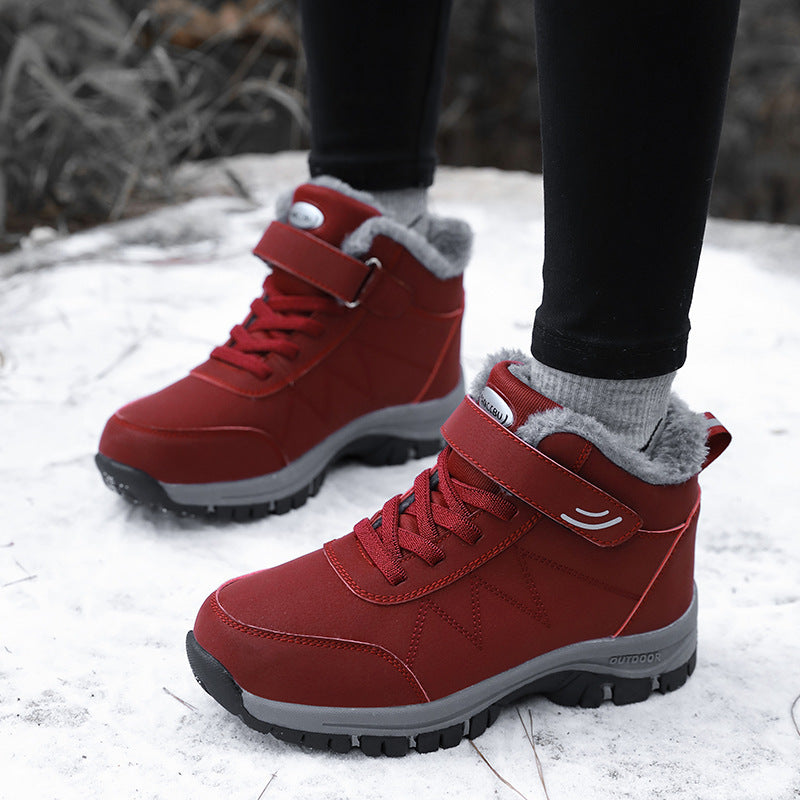 Foot Lijian elderly shoes men's autumn and winter high-top plus velvet thickened cotton shoes sports non-slip walking shoes mother snow boots