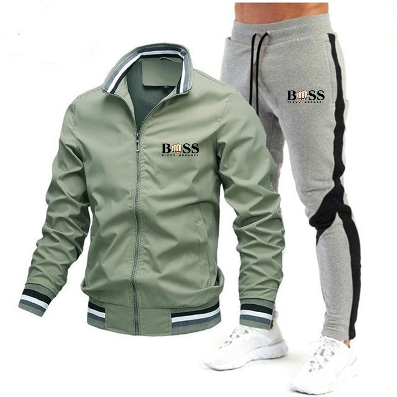 2022 new men's jacket suit casual suit splicing trousers bomber jacket high quality jacket suit