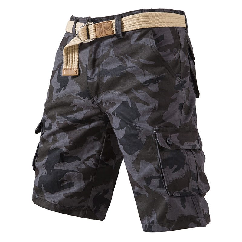 （no belt！）Summer pure cotton shorts men's casual shorts thin camouflage shorts workwear shorts large size loose breeches（no belt！）