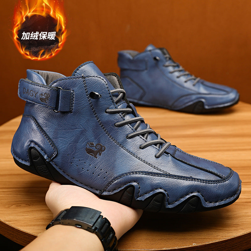 Didi Ram popular style men's shoes high-top cotton shoes men's casual shoes winter plus velvet thickened shoes Martin boots men's models