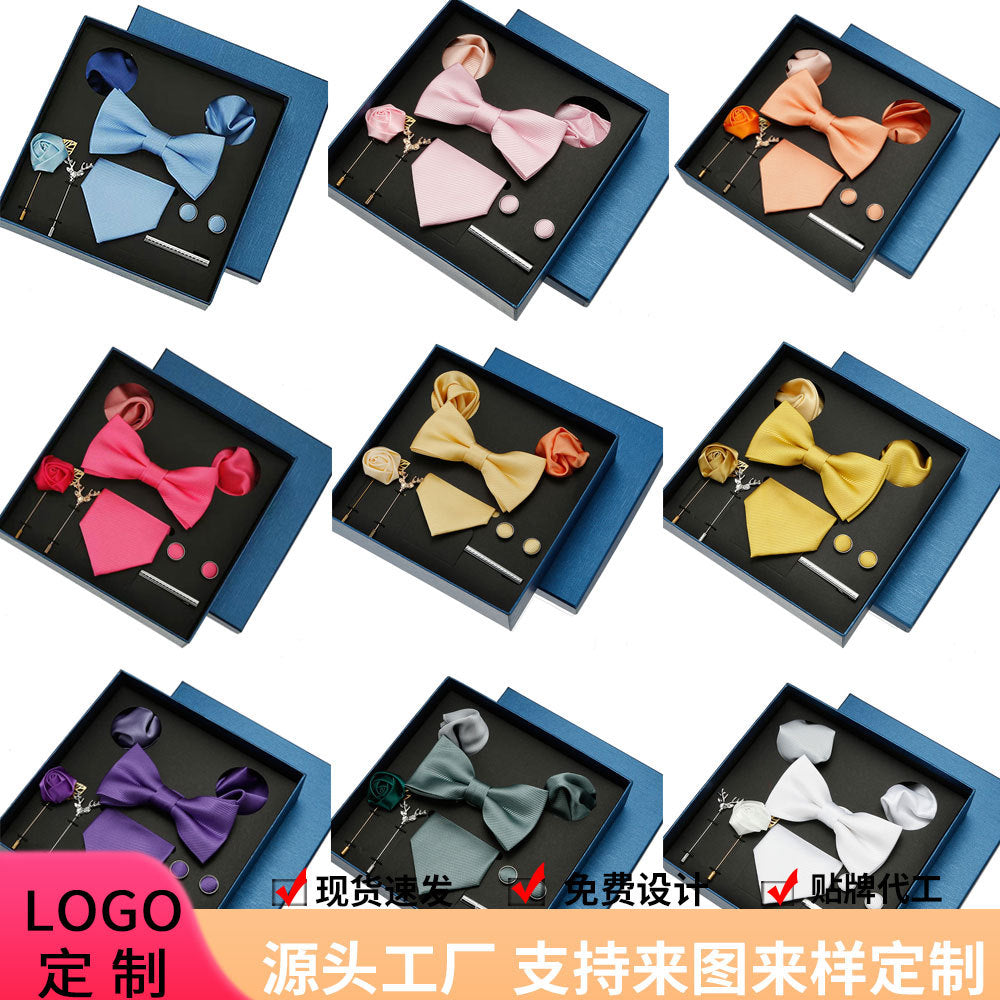 Men's tie, formal suit, bow tie, business gift box set, wedding light luxury gift for boyfriend, wedding groom suit