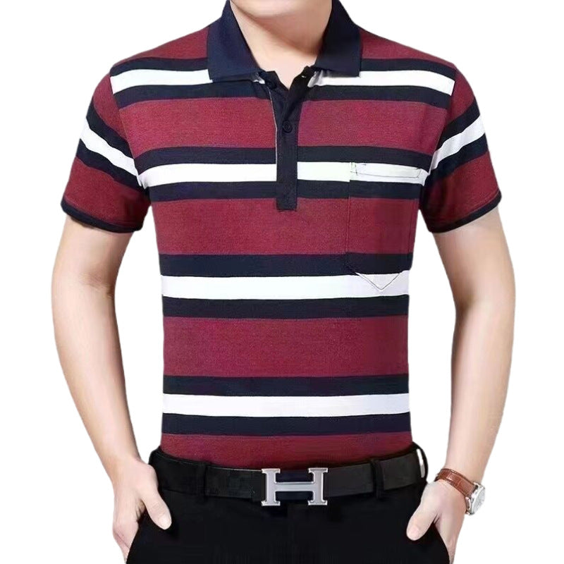 Real pocket summer men's short-sleeved T-shirt wholesale lapel loose middle-aged t-shirt casual trend dad outfit