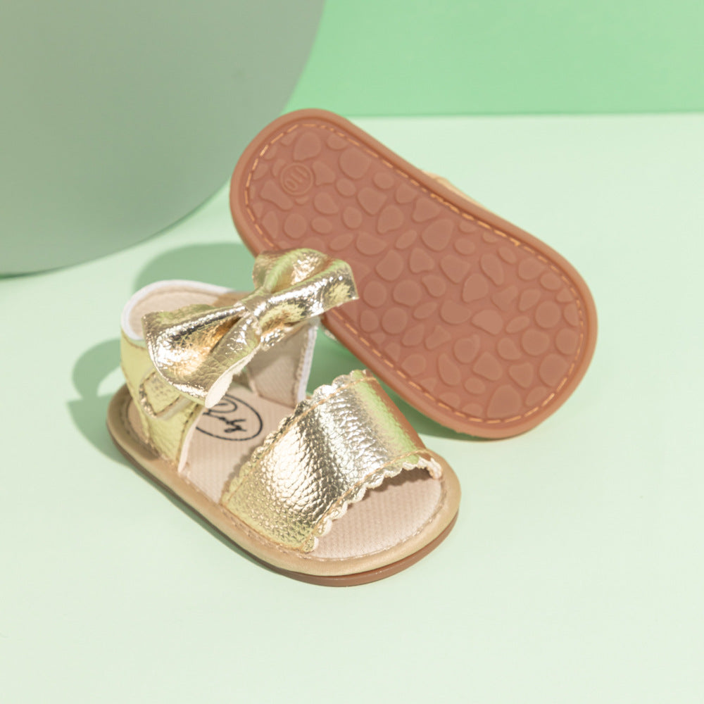 New summer sandals for girls with bowknot PU non-slip soft sole toddler shoes babyshoes