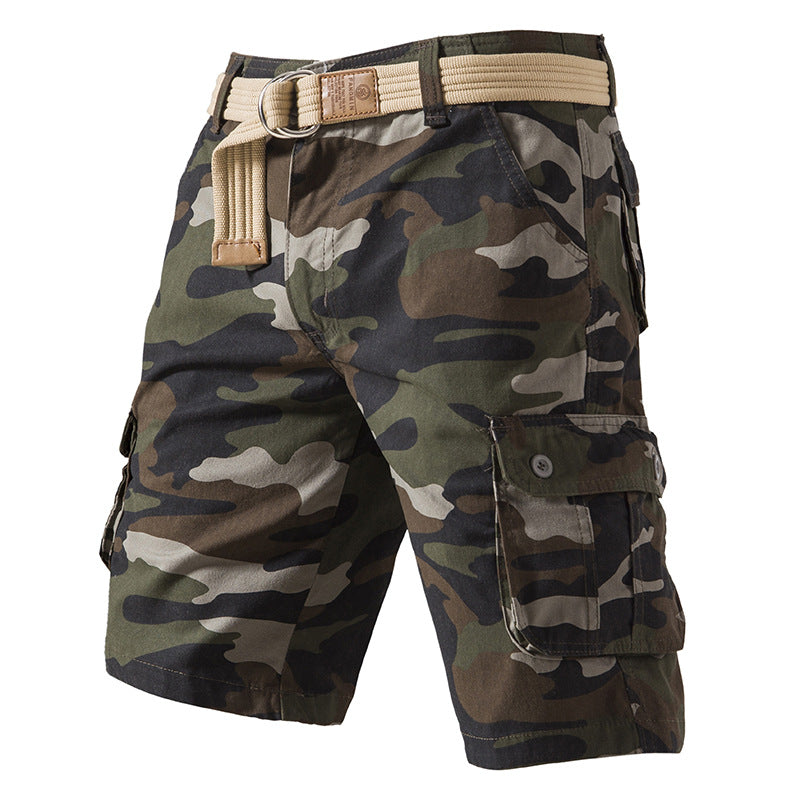 （no belt！）Summer pure cotton shorts men's casual shorts thin camouflage shorts workwear shorts large size loose breeches（no belt！）