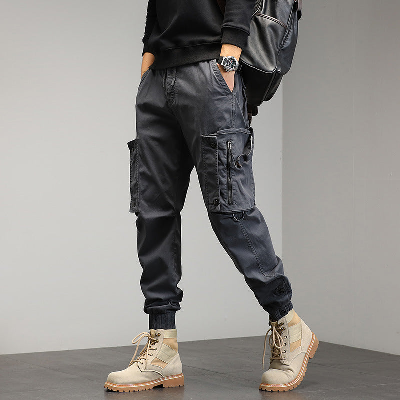 Cross-border overalls men's autumn new Korean version of the trend men's harem pencil pants loose feet with multiple pockets trousers