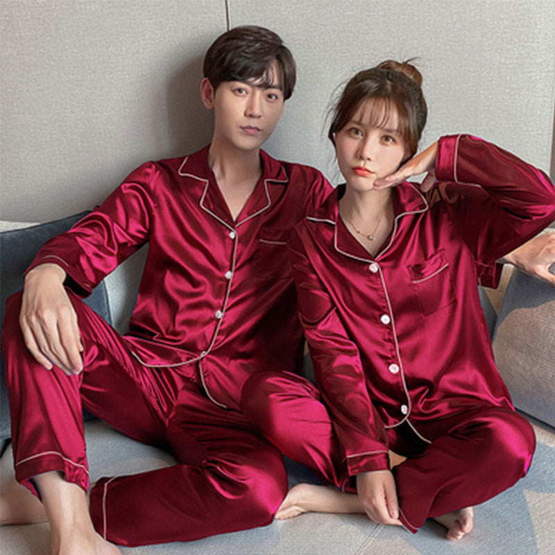 Couple series ice silk various solid color pajamas summer cool short-sleeved silk shorts simple style home clothes suit