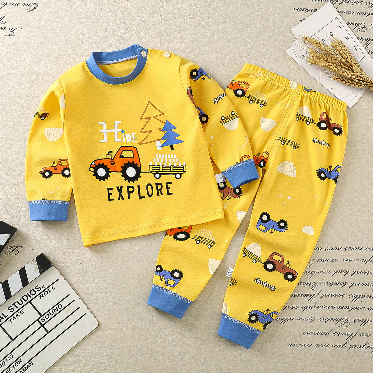 Children's underwear set cotton pajamas girls baby long johns cotton boys home clothes children's clothing wholesale