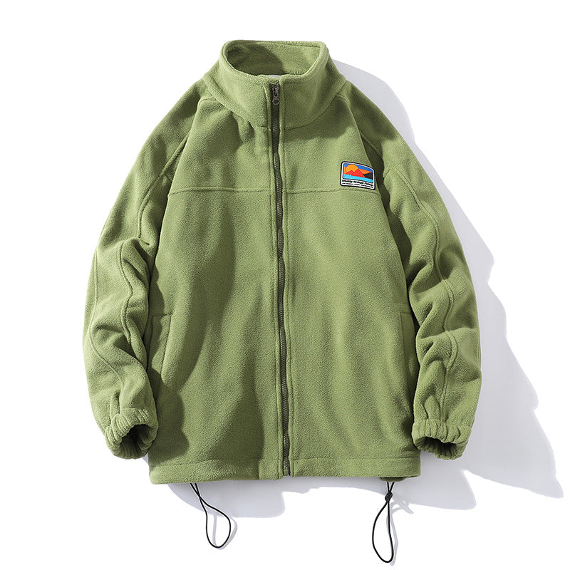 Autumn and winter new national fashion men's sweatshirt couple's shirt American patch embroidered LOGO cardigan men's sweatshirt stand collar jacket