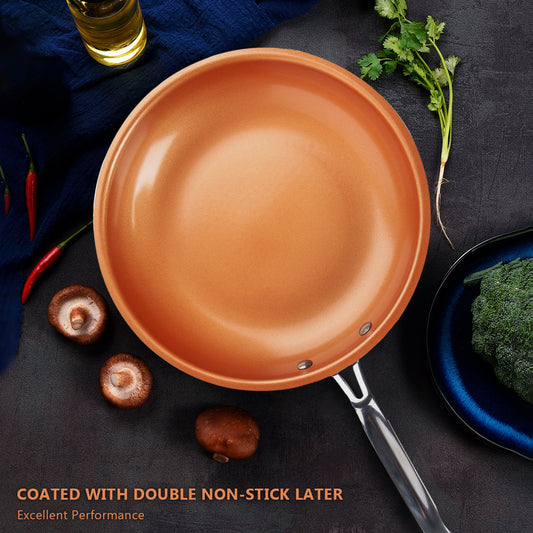 Copper pan copper non-stick pan multi-size round pan aluminum alloy pressed l pan with double bottom