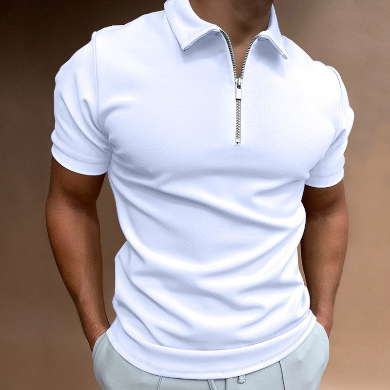 Cross-border 2023 spring men's polo shirt solid color short-sleeved lapel t-shirt casual fit tops European and American men's clothing