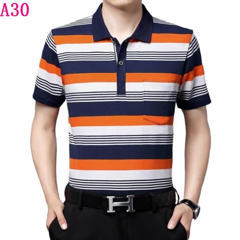 Real pocket summer men's short-sleeved T-shirt wholesale lapel loose middle-aged t-shirt casual trend dad outfit