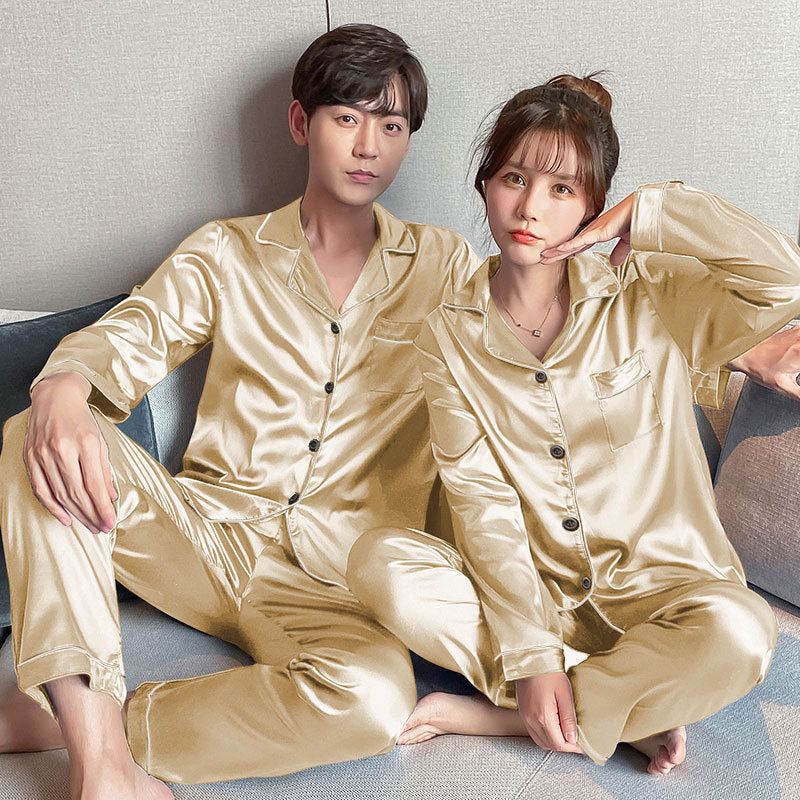 Couple series ice silk various solid color pajamas summer cool short-sleeved silk shorts simple style home clothes suit