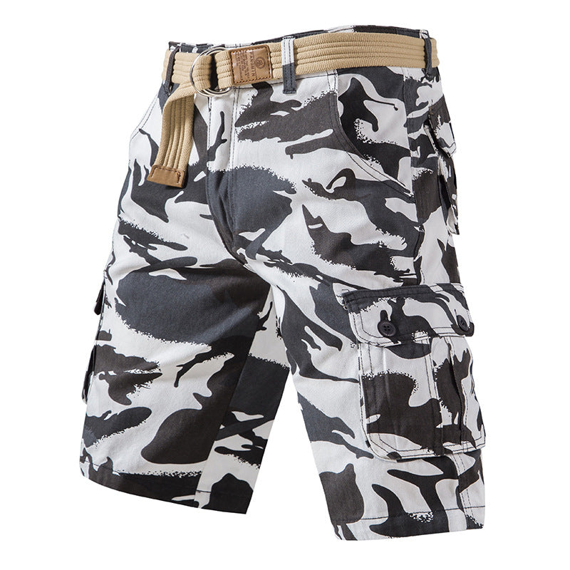 （no belt！）Summer pure cotton shorts men's casual shorts thin camouflage shorts workwear shorts large size loose breeches（no belt！）