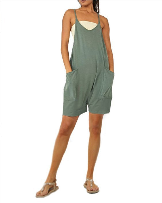 2024 European and American women's clothing Amazon size independent station hot-selling solid color zipper patch pocket suspender jumpsuit fat hip pants