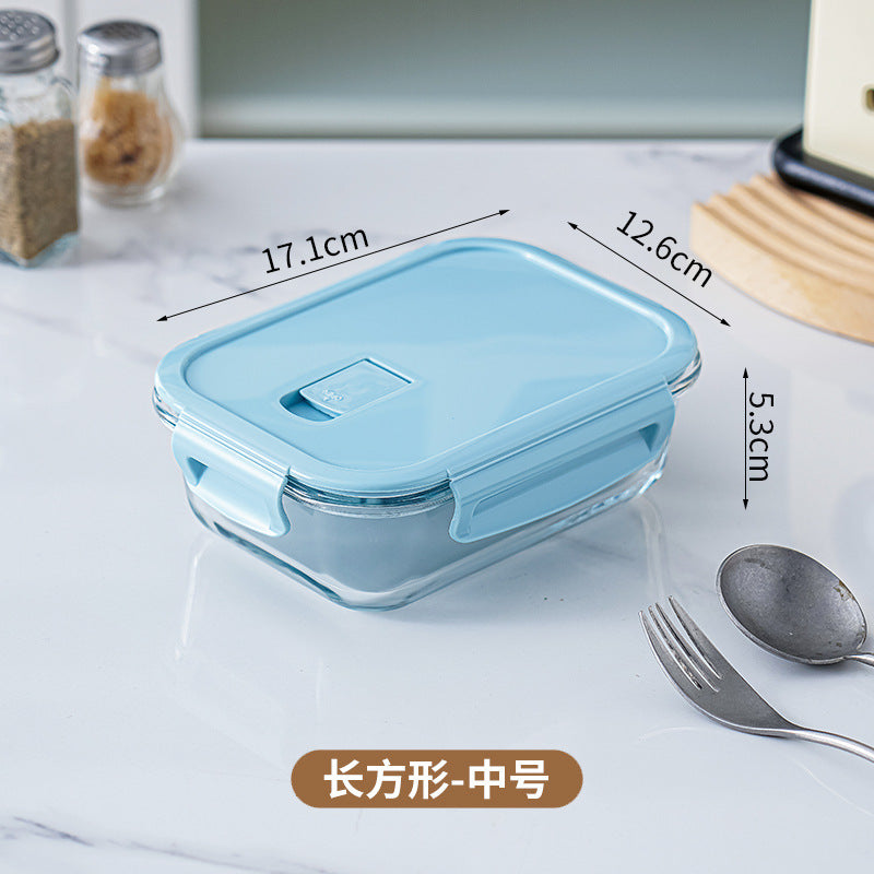 Glass lunch box can be put into the microwave student heating lunch box rectangular lunch box office worker fresh-keeping box household bowl