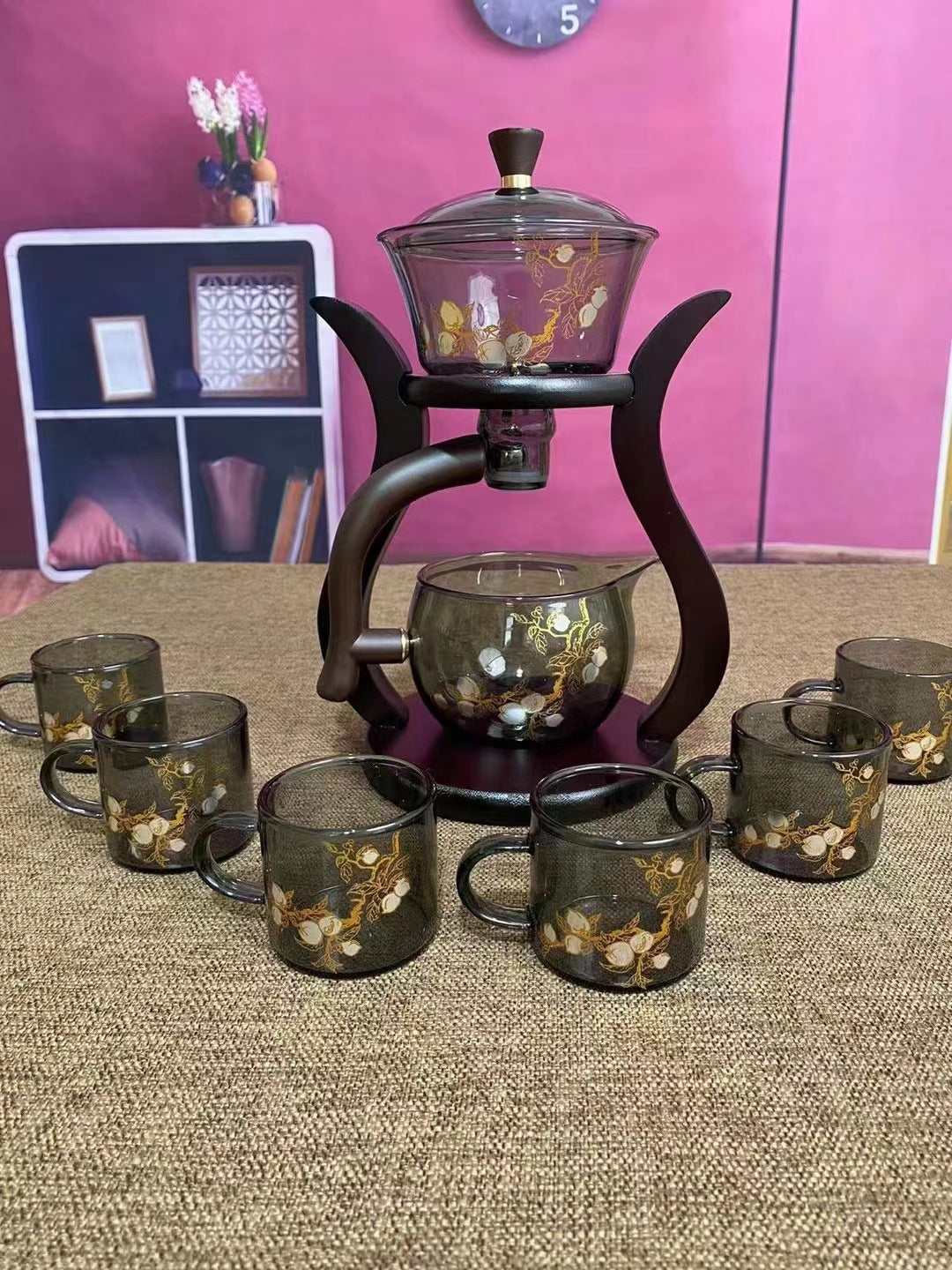 Semi-automatic glass tea set set lazy tea set lazy tea maker office glass all-in-one tea maker