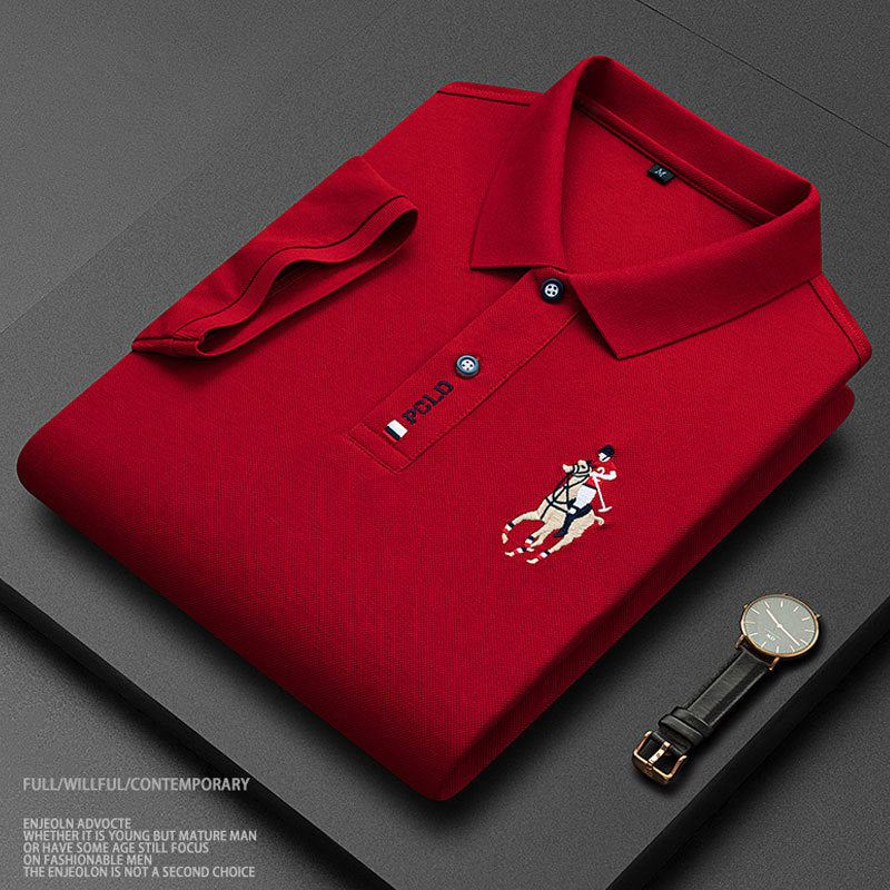 2023 hot style POLO shirt men's business short-sleeved T-shirt new men's lapel loose large size half-sleeved factory direct sales