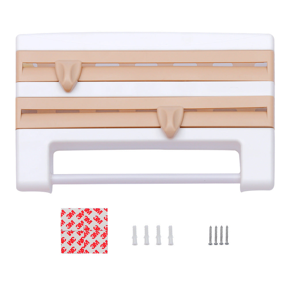 Kitchen multifunctional belt cutter storage rack shelf plastic wrap cutter tin foil oil paper cutter spot