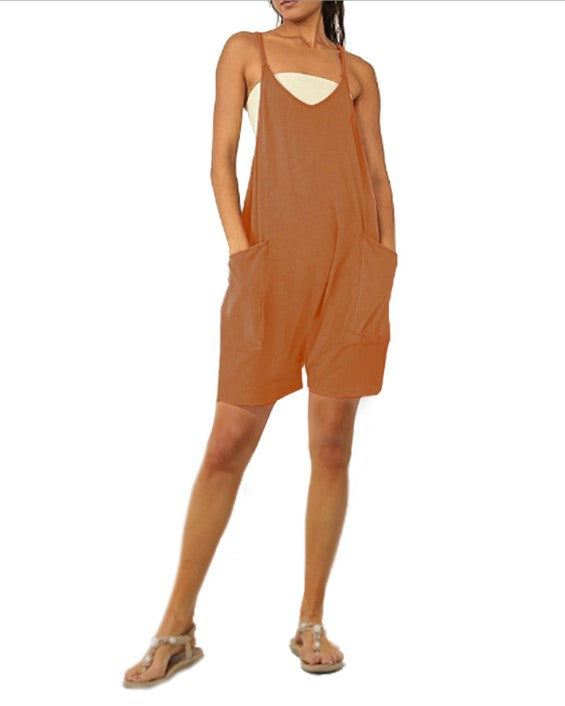 2024 European and American women's clothing Amazon size independent station hot-selling solid color zipper patch pocket suspender jumpsuit fat hip pants