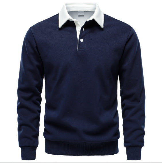 2024 new autumn long-sleeved Polo collar sweatshirt trendy European size foreign trade men's sweatshirt high-quality casual all-match