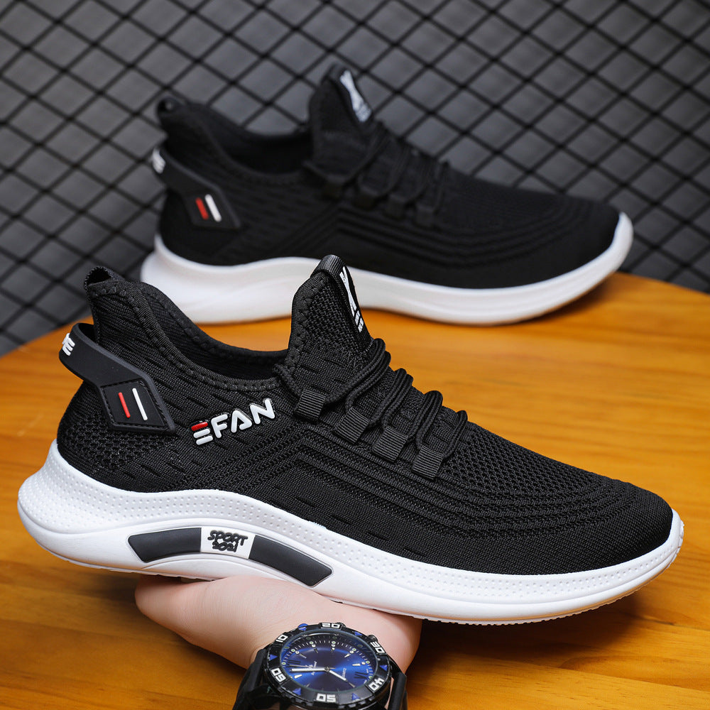 2023 spring and summer new Guochao fashion men's shoes front lacing men's trend casual shoes mesh light sports shoes