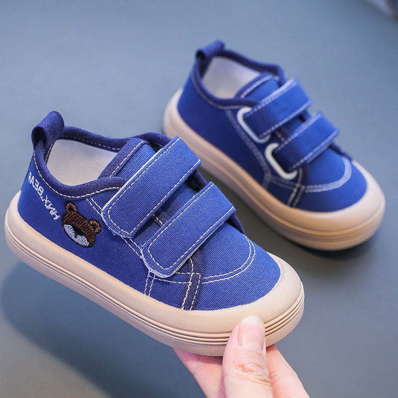 Children's shoes wholesale children's canvas shoes girls' skate shoes small and medium children's Velcro male baby kindergarten soft-soled indoor shoes