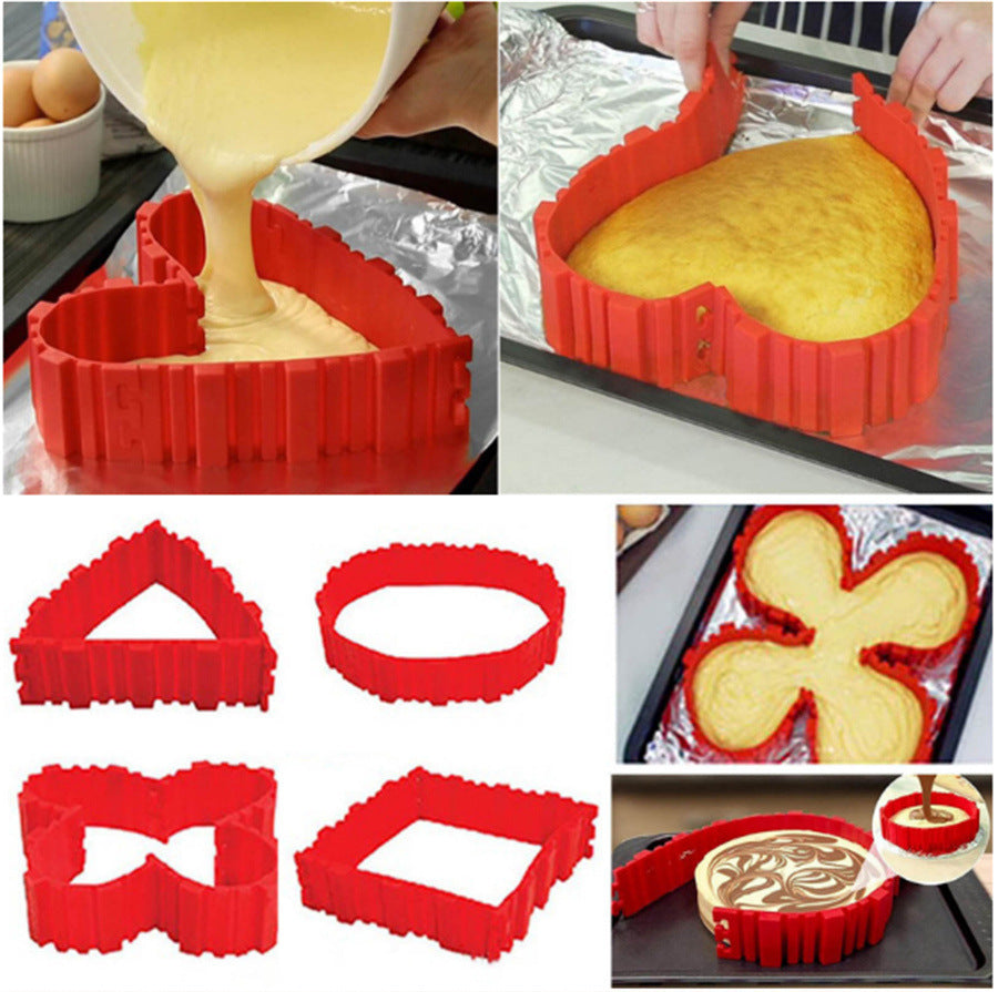 4-piece Bake Snake multi-style DIY puzzle baking silicone cake mold free combination cake mold