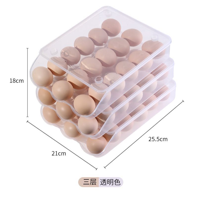 Egg carton automatic egg rolling slide design refrigerator storage box crisper anti-fall large multi-layer storage artifact