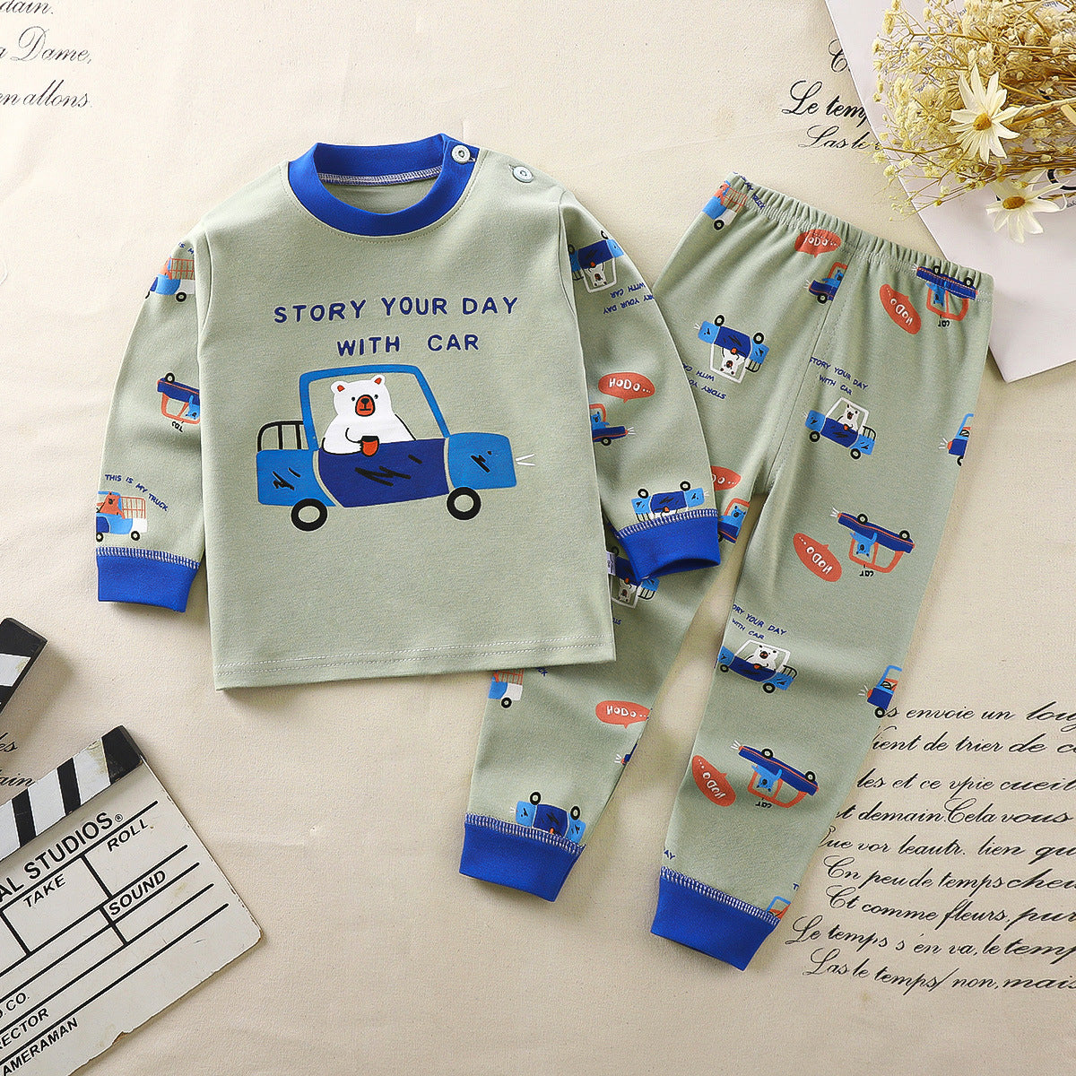 Children's underwear set cotton pajamas girls baby long johns cotton boys home clothes children's clothing wholesale