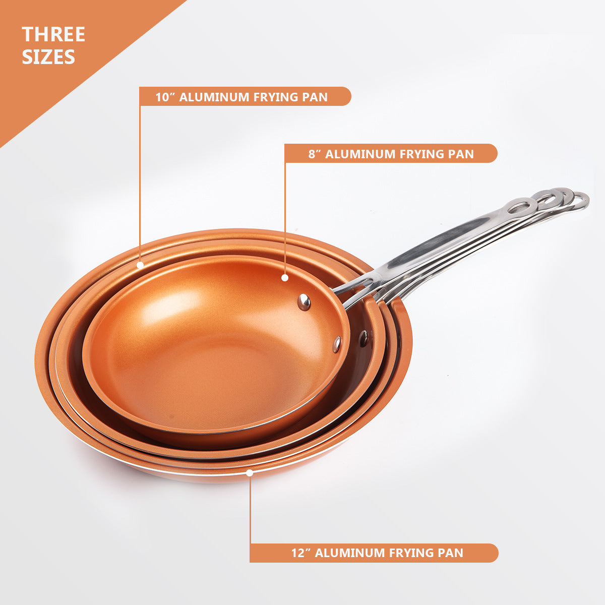 Copper pan copper non-stick pan multi-size round pan aluminum alloy pressed l pan with double bottom