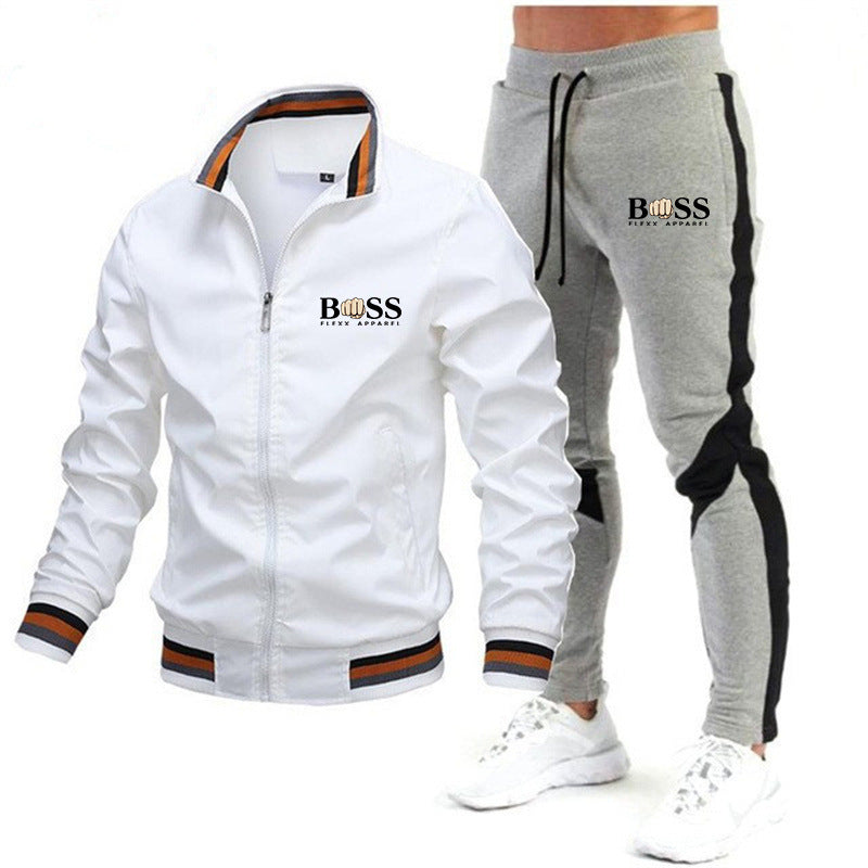 2022 new men's jacket suit casual suit splicing trousers bomber jacket high quality jacket suit