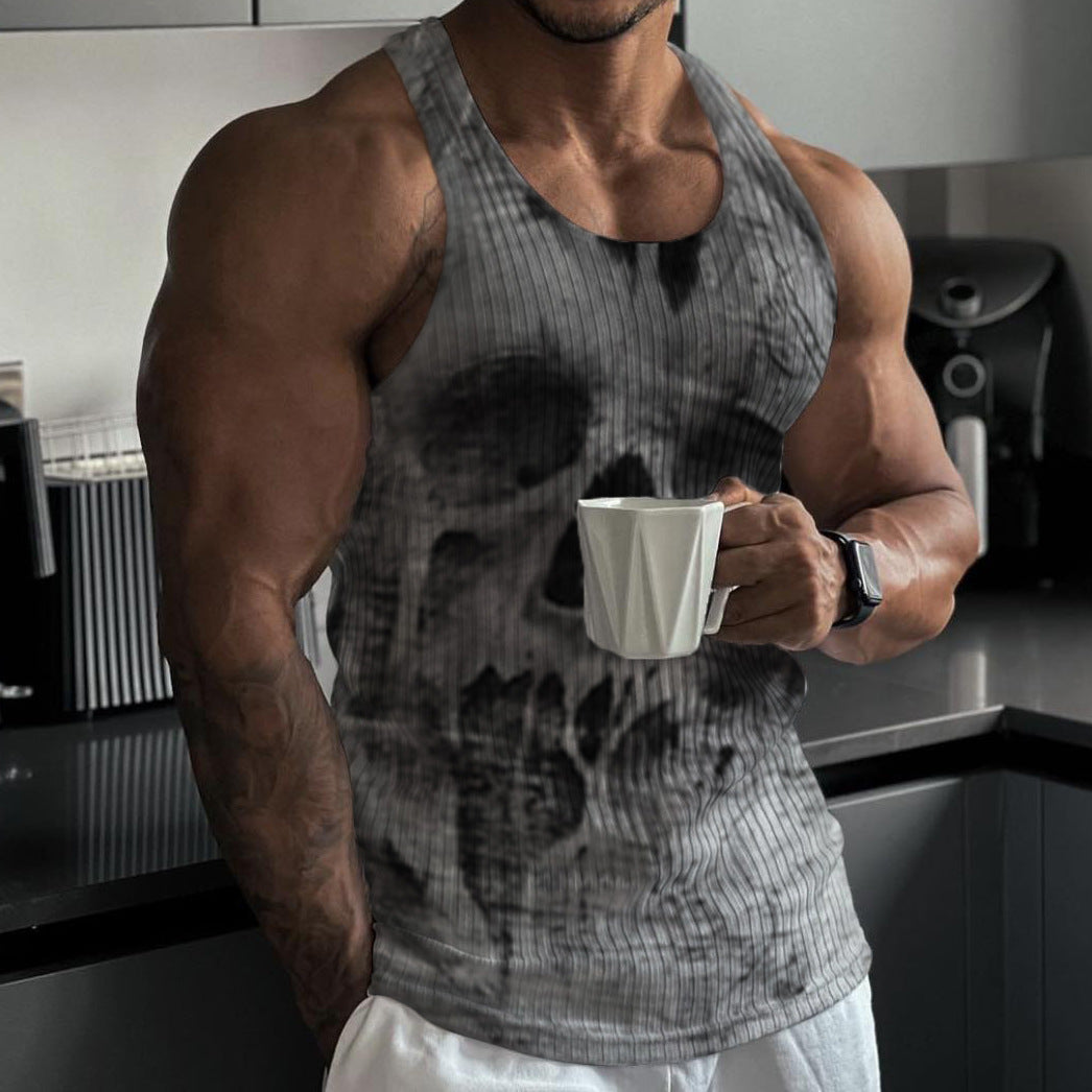 Cross-border foreign trade summer knitted vertical stripe fitness sports self-cultivation vest men's I-shaped vest