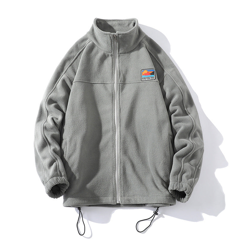 Autumn and winter new national fashion men's sweatshirt couple's shirt American patch embroidered LOGO cardigan men's sweatshirt stand collar jacket