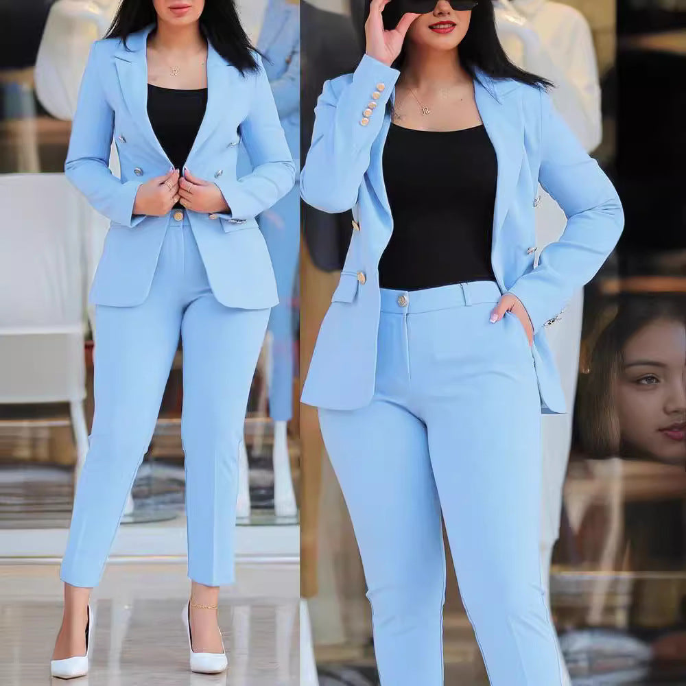 2023 Amazon Independent Station New Fashion Casual Professional Wear Women's Suit Set
