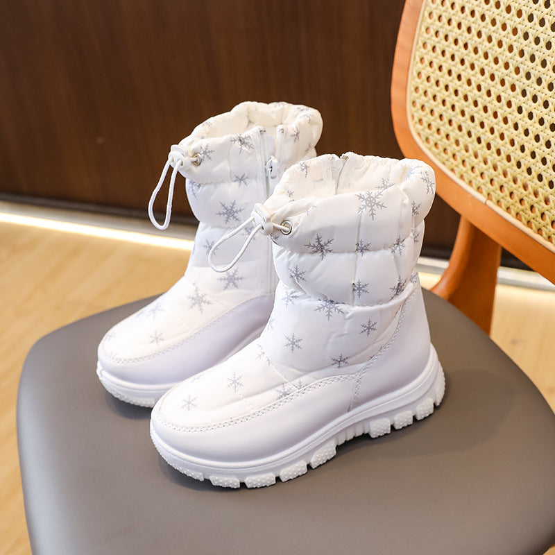 Children's winter snow boots plus velvet and thickened 2024 new Northeast cold-proof cotton shoes boys and girls waterproof cotton boots