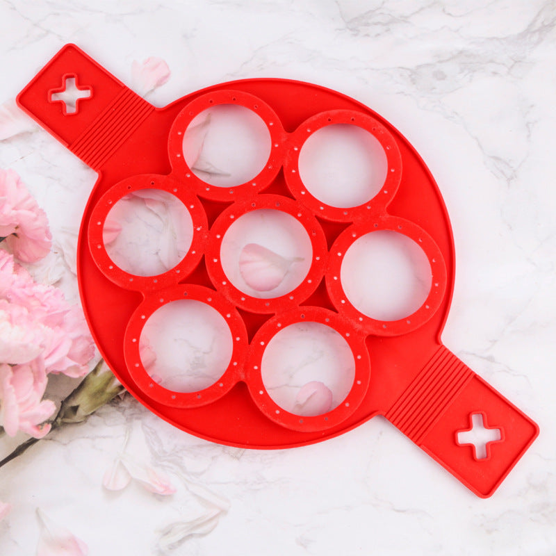 Silicone four-hole seven-hole omelette maker Multifunctional 7-hole round star heart-shaped pancake maker breakfast baking mold