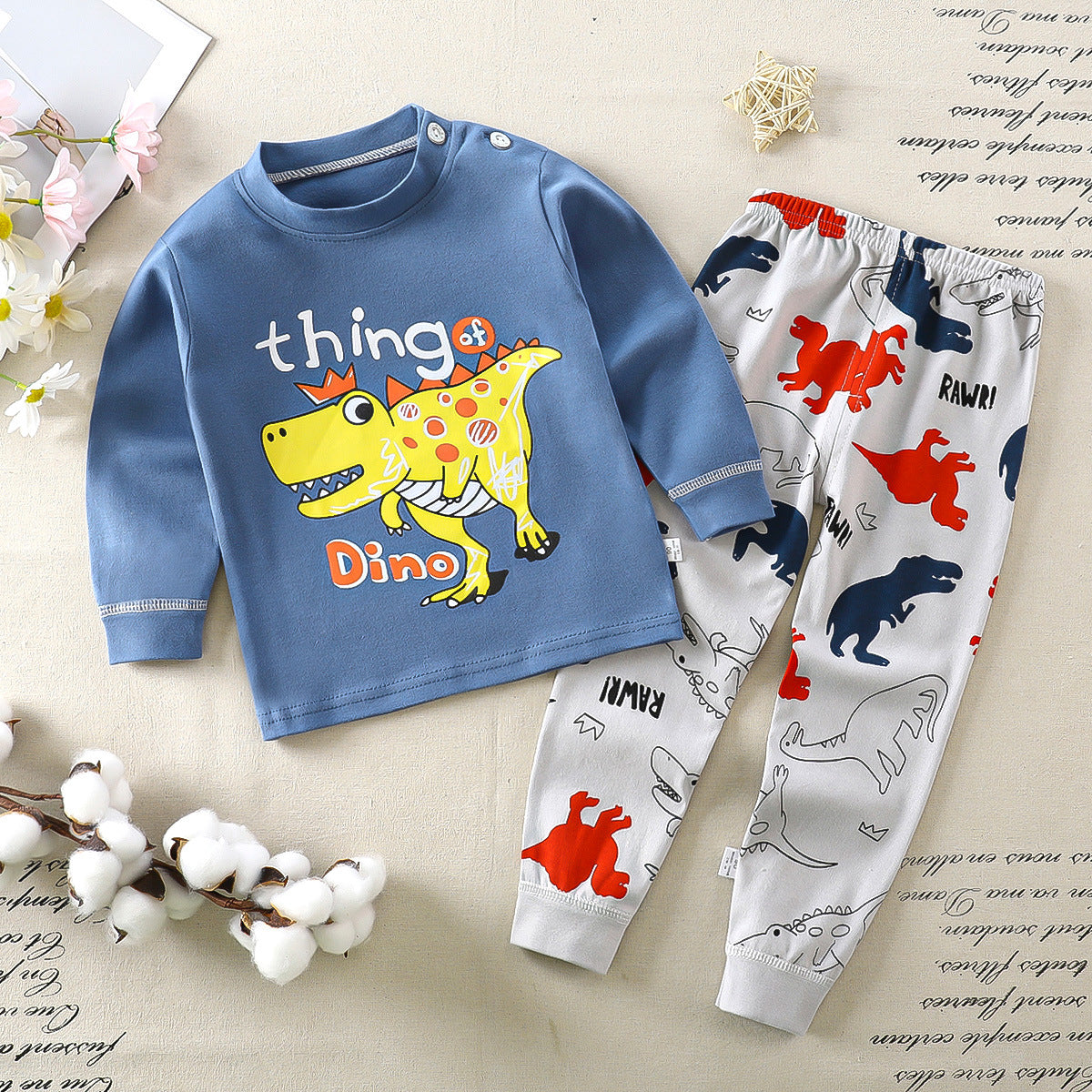 Children's underwear set cotton pajamas girls baby long johns cotton boys home clothes children's clothing wholesale