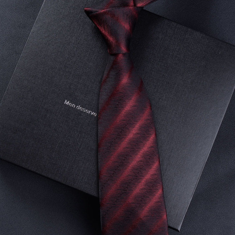 Necktie business tie silk hand tie men's fashion retro business casual professional dress 8CM boxed